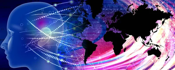 İnsan beyni ve teçhizatıyla soyut bir arkaplan