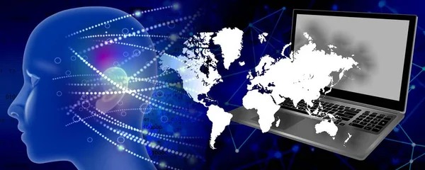 küresel ağ ve internet kavramına sahip dünya haritası