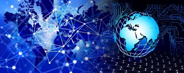 Soyut mavi küre ve koyu arkaplanda ikili kod. dijital teknoloji