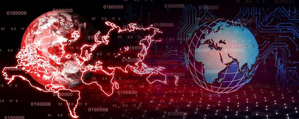İkili kodlu dünya küresinin dijital illüstrasyonu