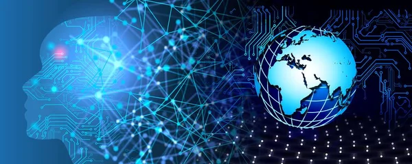 Mavi arka planda dünya ve dünya ile internet kavramı