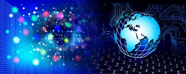 Parlak çizgiler ve noktalarla soyut bir arkaplan. teknoloji dijital duvar kağıdı.