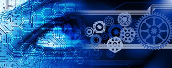 Vites ve dişli tekerlekleri olan soyut bir arka plan. Teknoloji konsepti 3d oluşturma