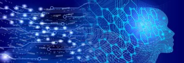 Yapay zekaya sahip soyut teknoloji geçmişi. vektör illüstrasyonu