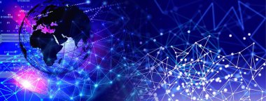 Bağlı çizgiler ve noktalarla soyut bir arkaplan. Teknolojik dijital konsept. 3d oluşturma