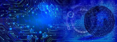 İkili kod ve devre kartı ile soyut arkaplan