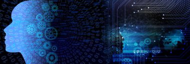 Soyut insan kafası ile dijital teknoloji kavramı