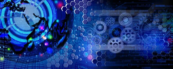 Vites ve dişli tekerlekleri olan soyut bir arka plan. Teknoloji konsepti 3d oluşturma