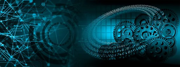 Vites ve dişli tekerlekleri olan soyut bir arka plan. Teknoloji konsepti 3d oluşturma