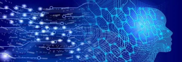 Yapay zekaya sahip soyut teknoloji geçmişi. vektör illüstrasyonu