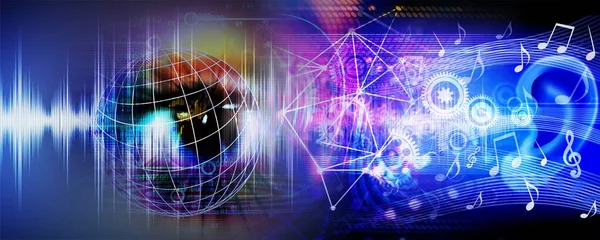 Digital Composite Technology Background Abstract Globe Glowing Elements — Stock Photo, Image