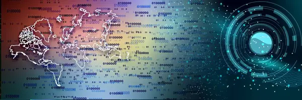 İkili kod ve noktalarla soyut arkaplan