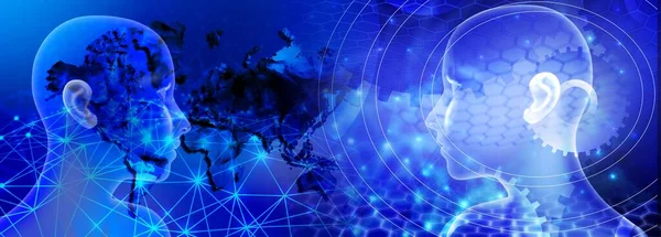 İnsan beyni ve teçhizatıyla soyut bir arkaplan