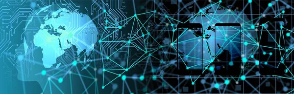 Noktaları ve çizgileri birleştiren soyut teknoloji arkaplanı.