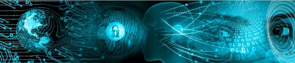 Siber güvenlik kavramı. Mavi ve beyaz noktalı soyut arkaplan.