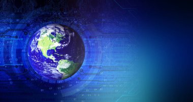 Soyut teknoloji arka planının dijital illüstrasyonu. Web tasarımı konsepti