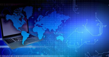 Dijital teknoloji ve internet bağlantısı kavramına sahip soyut arkaplan