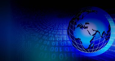 Siber devre, Amerika, internet, ağ konsepti. Metin için alanı olan soyut mavi arkaplan.