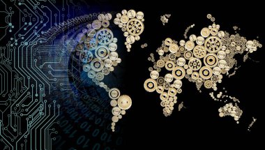 bilgisayar devresi, teknoloji ve internet konsept yaratıcı tasarım elementleri