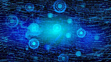 dijital teknoloji, internet, ağ ve göz siber güvenlik kodlu soyut konsept bilgisayar