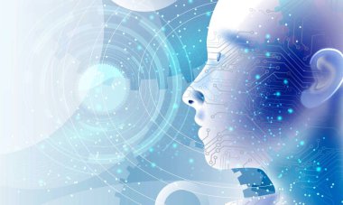 Yapay zeka konsepti. İnsan beyniyle soyut bir arka plan. 3d oluşturma