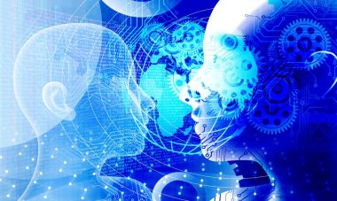 Soyut arka plan, teknoloji, dijital iş konsepti bir gözün yakın konsepti, çark daireleri