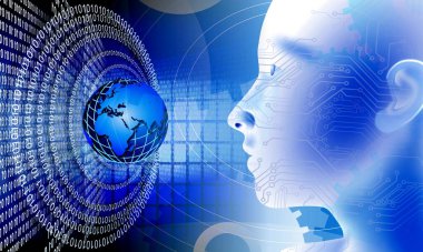 İnsan beyni ve ikili kodlu soyut arkaplan