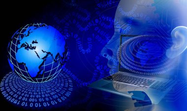 İnternet teknolojisi ve ağ konsepti. 3d oluşturma