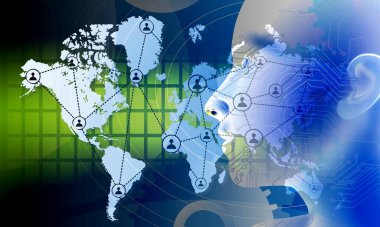 Dünya haritası ve küresi olan soyut arkaplan