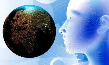 İnsan beyni ve dişli tekerlekleri olan soyut bir arkaplan