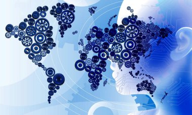 Küre ve dişli dünya haritası