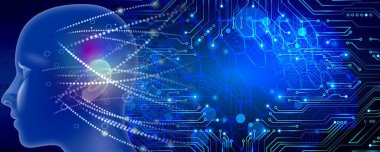 İnsan beyni sistemi, dijital yapay zeka konsepti. 3d oluşturma