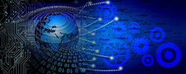 Vitesli ve devre teknolojili soyut duvar kağıtları. siber iş