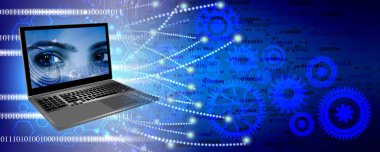 dijital teknoloji, veri koruması kavramsal soyut bilgisayar arka planda vignette ile