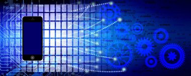 Çarkları ve dişlileri olan soyut teknoloji arka planı, dijital konsept