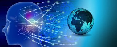 İnsan beyni ve teçhizatıyla soyut bir arkaplan