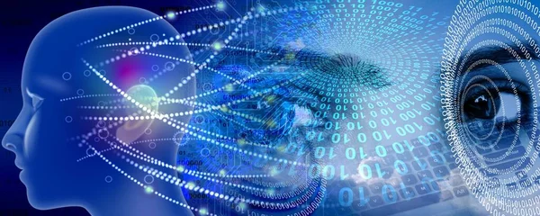 Arkaplanda insan beyni olan soyut teknolojinin 3 boyutlu canlandırması