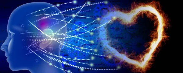 digital artificial intelligence concept with abstract brain on blue backdrop.