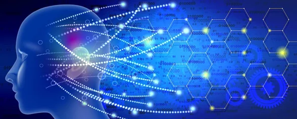 İnsan beyni ve dişli tekerlekleri olan soyut bir arkaplan