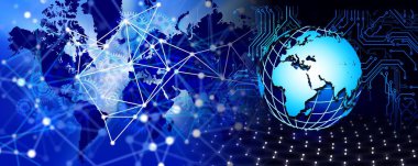 Mavi ve beyaz küreyle soyut arkaplan