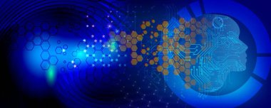 dijital teknoloji ve ağ soyut arkaplan parlayan çizgiler ve noktalar, modern, engelleme zinciri ve dişli konsepti