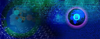 İkili kodlu soyut arkaplan, teknoloji kavramı