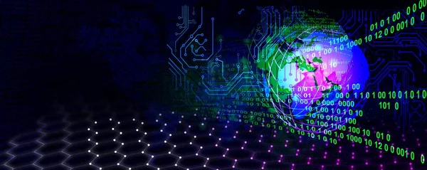 Parlak çizgiler ve noktalarla soyut bir arkaplan. teknoloji dijital duvar kağıdı.