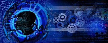 Mavi dijital teknoloji kavramına sahip soyut duvar kağıdı