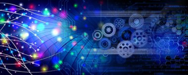 Vites ve dişli tekerlekleri olan soyut teknoloji arka planı