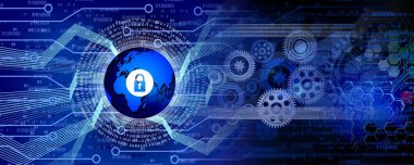 dijital soyut güvenlik mavi arkaplan parlayan noktalar ve çizgiler, bağlantı konsepti