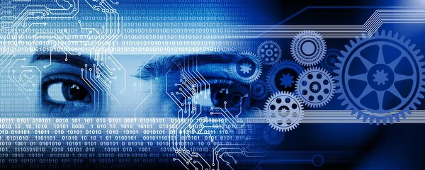 digital composite of cyber circuit future technology concept