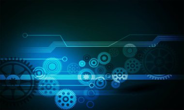 Vites ve dişli tekerlekleri olan soyut teknoloji arka planı. vektör illüstrasyonu