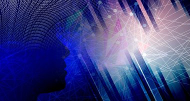 İnsan beyni ve dişli tekerlekleri olan soyut bir arkaplan