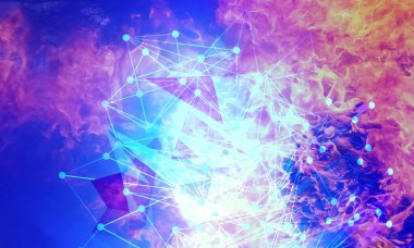 Bağlı çizgi ve noktalarla soyut arkaplan.